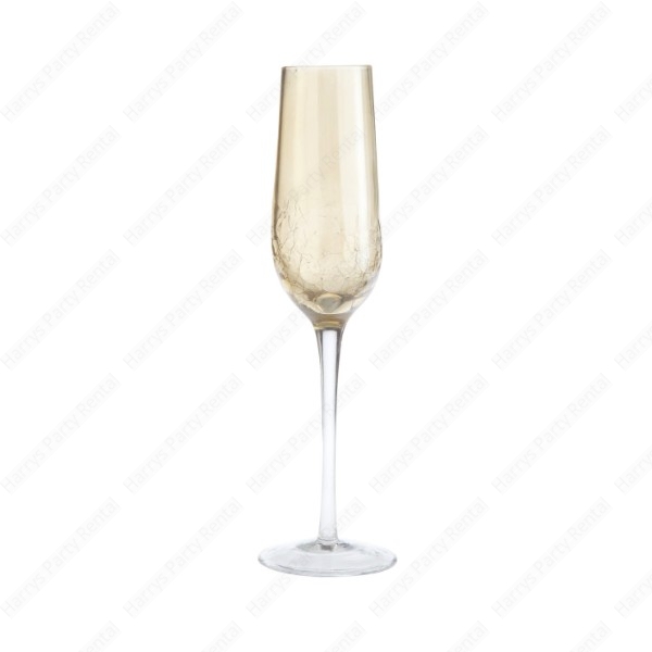 Gold Crackle Champagne Flute Glass (6 oz)
